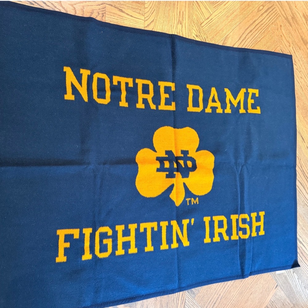 Biederlack Notre Dame Fighting Irish Fleece Throw Blanket Made in USA Navy Gold